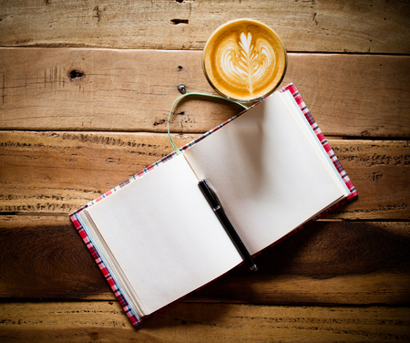 Cup of coffee latte in coffee shopの写真素材