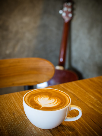 cup of coffee latte in coffee shopの写真素材