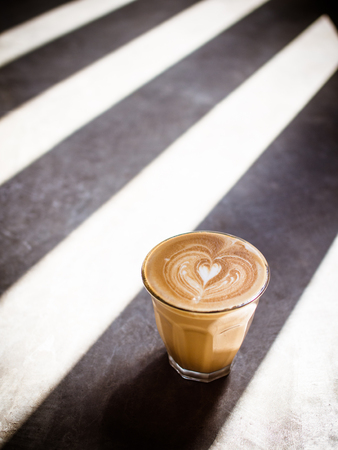 cup of coffee latte in coffee shopの写真素材