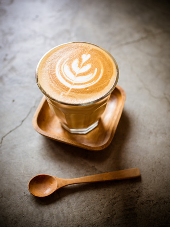 cup of coffee latte in coffee shopの写真素材