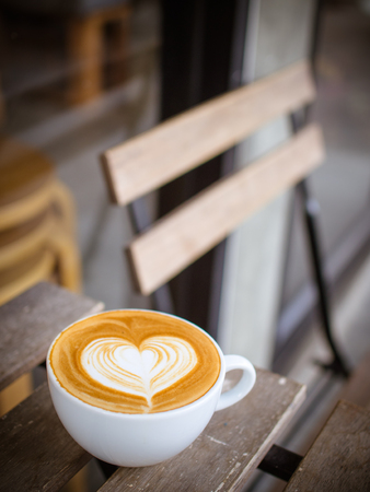 cup of coffee latte in coffee shopの写真素材