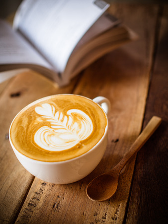 cup of coffee latte in coffee shopの写真素材