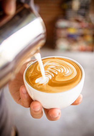 coffee cup latte artの写真素材