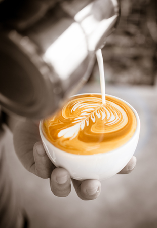 coffee cup latte artの写真素材