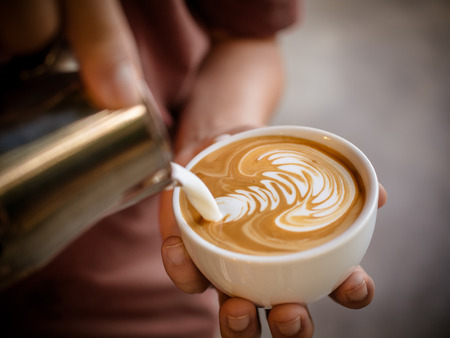 coffee cup latte artの写真素材