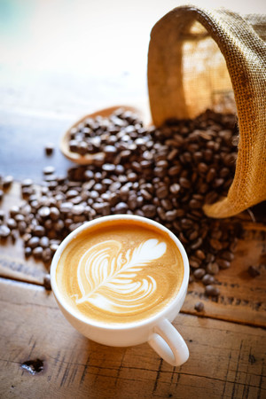 coffee latte in cafeの写真素材