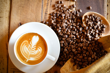 coffee latte in cafeの写真素材