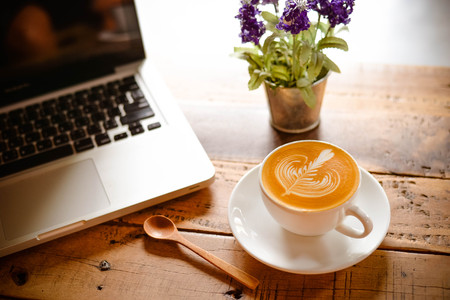 coffee latte in cafeの写真素材