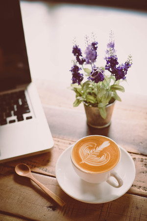 coffee latte in cafeの写真素材