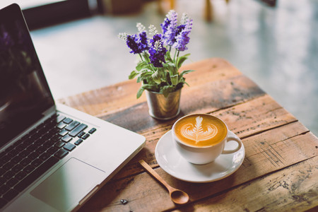 coffee latte in cafeの写真素材