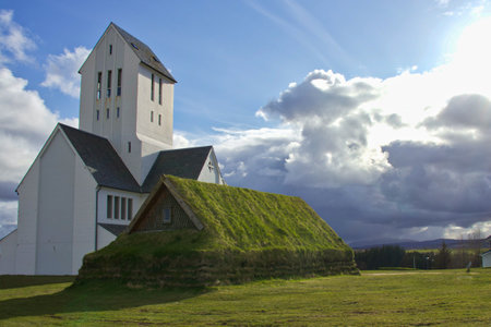 Skalholt cathedral - church of Icelandの写真素材