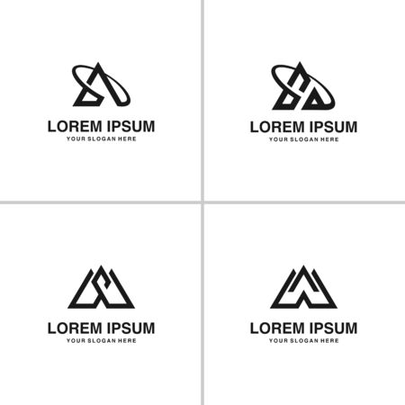 Bundle logo with the concept of triangles and letters Premium Vectorのイラスト素材