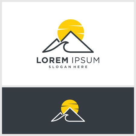 Cool mountain logo design inspiration, minimalist, ideas, modern concept, Premium Vectorのイラスト素材