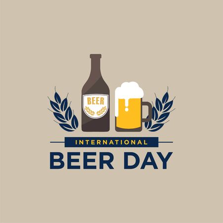 International beer day vector design illustration. beer, bottle, cheers, party Premium Vectorのイラスト素材