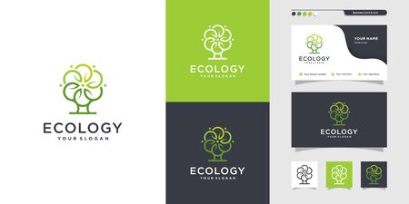 Unique ecology logo and business card design. health, care, live, life, icon Premium Vectorのイラスト素材