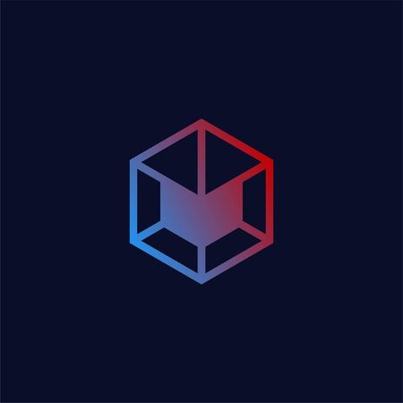 abstract hexagon logo design illustration, tech, technology, computer, data, internet, modernのイラスト素材