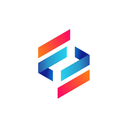 logo template with gradient modern line art concept letter Fのイラスト素材