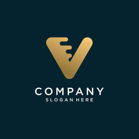 Letter logo with initial V, golden, technology, company, business, concept, Premium Vector Part 4のイラスト素材