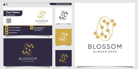 Shop for women equipment with beauty golden style and business card design template Premium Vectorのイラスト素材