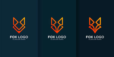 Fox logo collection with different and unique elements Premium Vectorのイラスト素材