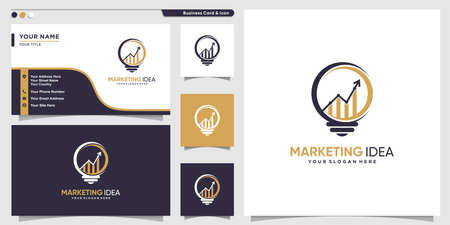Marketing idea logo with modern unique concept and business card design template Premium Vectorのイラスト素材