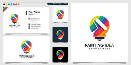 Painting logo with creative idea style and business card design template Premium Vectorのイラスト素材