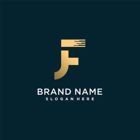 Golden letter logo for company or person with initial F, creative, editable, Premium Vector part 9のイラスト素材
