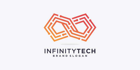 Technology logo template with infinity concept Premium Vectorのイラスト素材