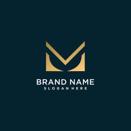 Abstract letter logo with initial M, modern, golden, unique, Premium Vector part 4のイラスト素材