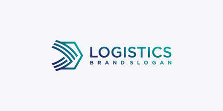 Logistics logo with creative line art concept, transport, send, fast, Premium Vectorのイラスト素材