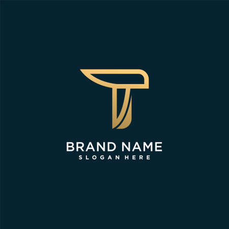 letter T logo with golden creative concept for company or person Premium Vector part 1のイラスト素材