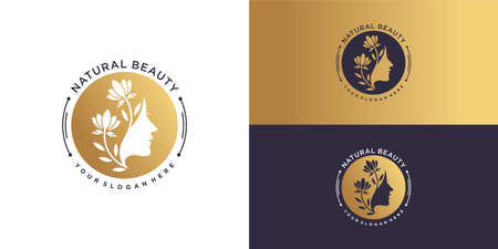 Natural beauty logo template with creative unique concept Premium Vectorのイラスト素材