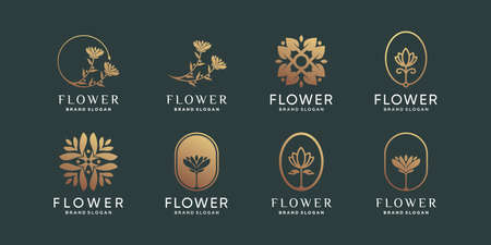 Flower logo collection with modern unique concept Premium Vectorのイラスト素材