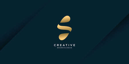 S logo with creative golden concept for company Premium Vector part 7