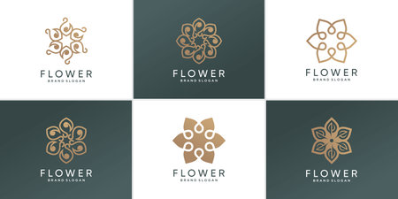 Flower logo collection with creative abstract concept Premium Vectorのイラスト素材