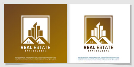 Real estate logo with creative modern style Premium Vectorのイラスト素材