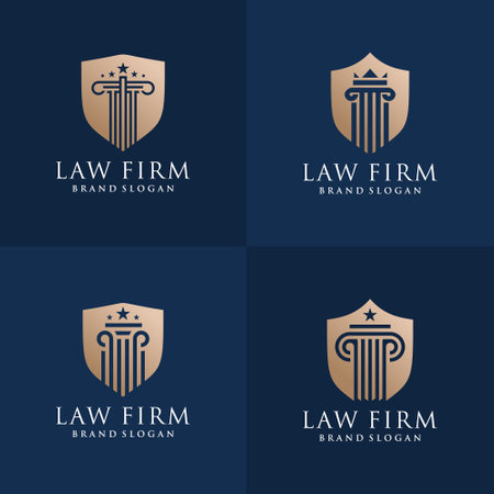 Law shield logo collection with fresh style Premium Vectorのイラスト素材