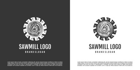 Saw mill logo design with creative element concept Premium Vectorのイラスト素材