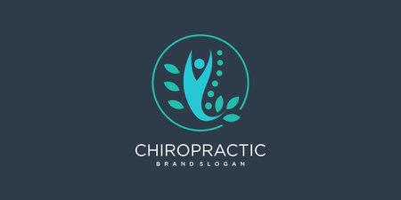 Chiropractic vector icon logo design with modern unique style Premium Vectorのイラスト素材