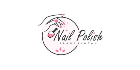 Nail polish logo design with creative unique style Premium Vectorのイラスト素材