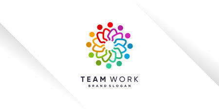 Team work logo design vector with unique style for charity, humanity, community or groupのイラスト素材