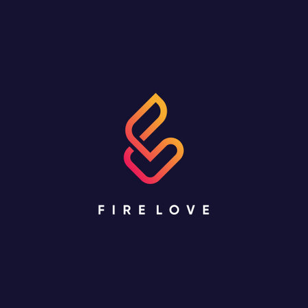 Abstract logo design idea with simple fire and love conceptのイラスト素材