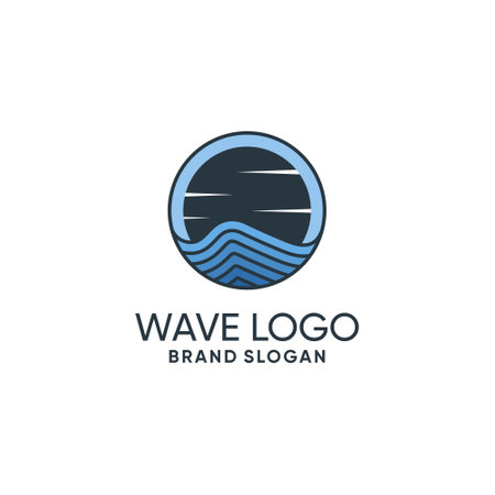 Wave logo emblem design vector with creative unique ideaのイラスト素材