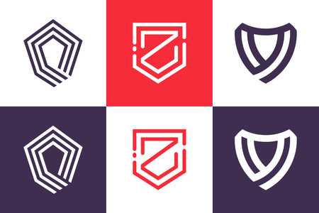 Shield logo design vector collection with creative element conceptのイラスト素材