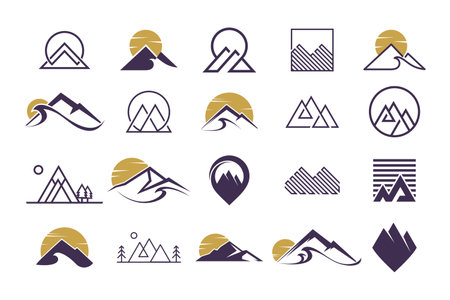Mountain logo design vector collection with creative element conceptのイラスト素材