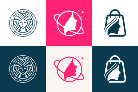 Set of beauty woman logo design vector with creative element conceptのイラスト素材