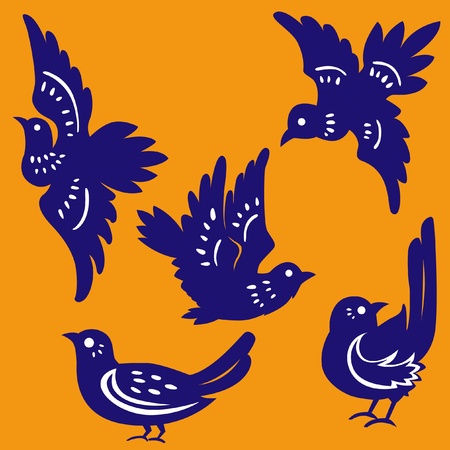 birds Paper-cutのイラスト素材