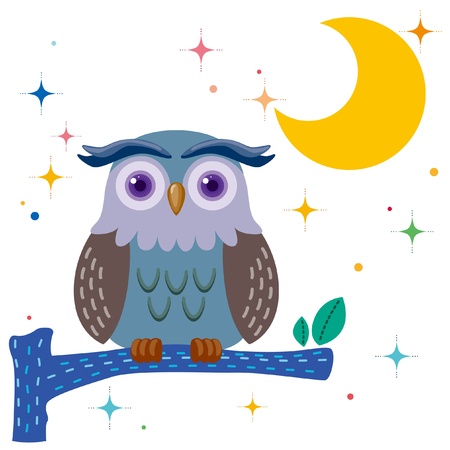 Old owl against a star night skyのイラスト素材