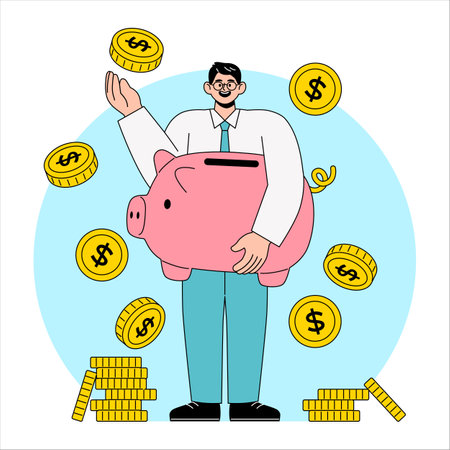 Businessman with Piggy Bankのイラスト素材