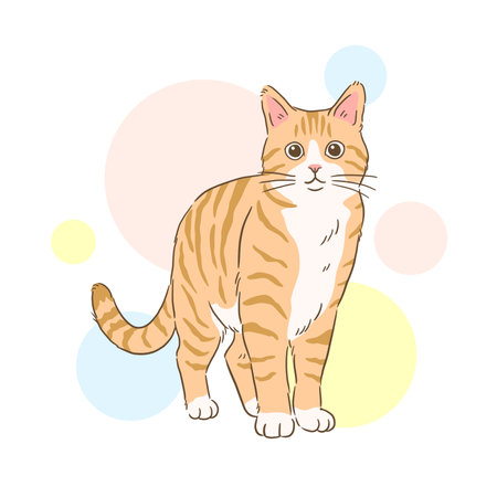 Cute cat on colorful background. Vector illustration for your design.のイラスト素材
